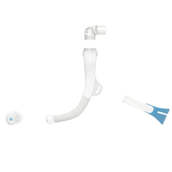 AirFit N30i nasal cradle mask shown disassembled in the same positions each part would be placed when worn.