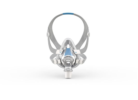 ResMed AirTouch F20 full face mask shown from the front with all components available.