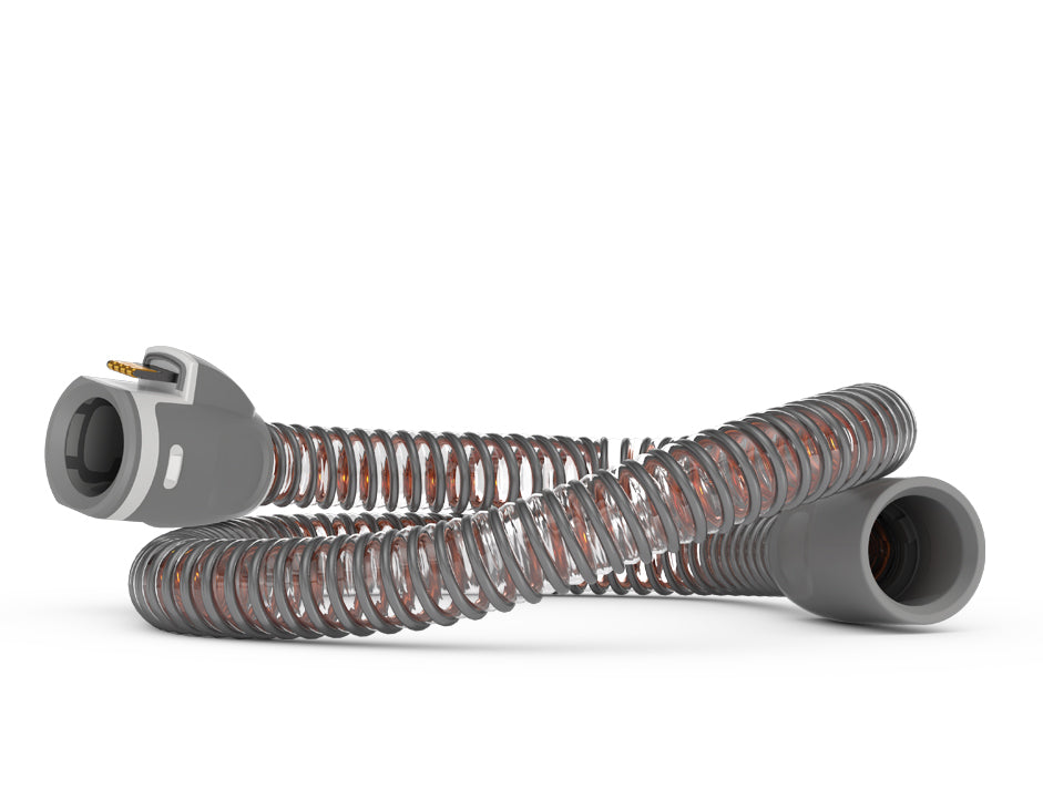 ResMed ClimeateLineAir heated tubing for Series 11 machines coiled showing both ends of the tubing.