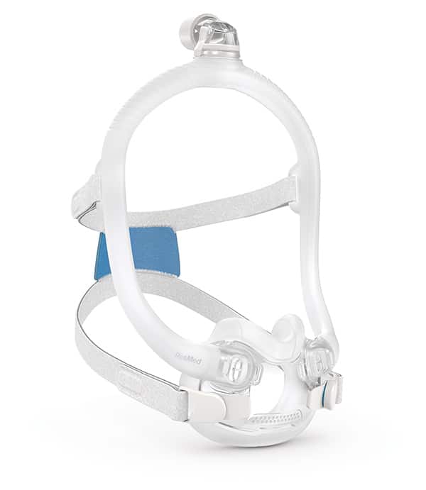 ResMed AirFIt F30i full face mask system shown from the right side with all components in view.