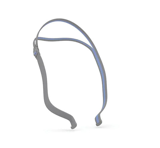 ResMed AirFit N30 mask headgear in one size fits all with an adjustable clip on the side for comfort and minimal contact