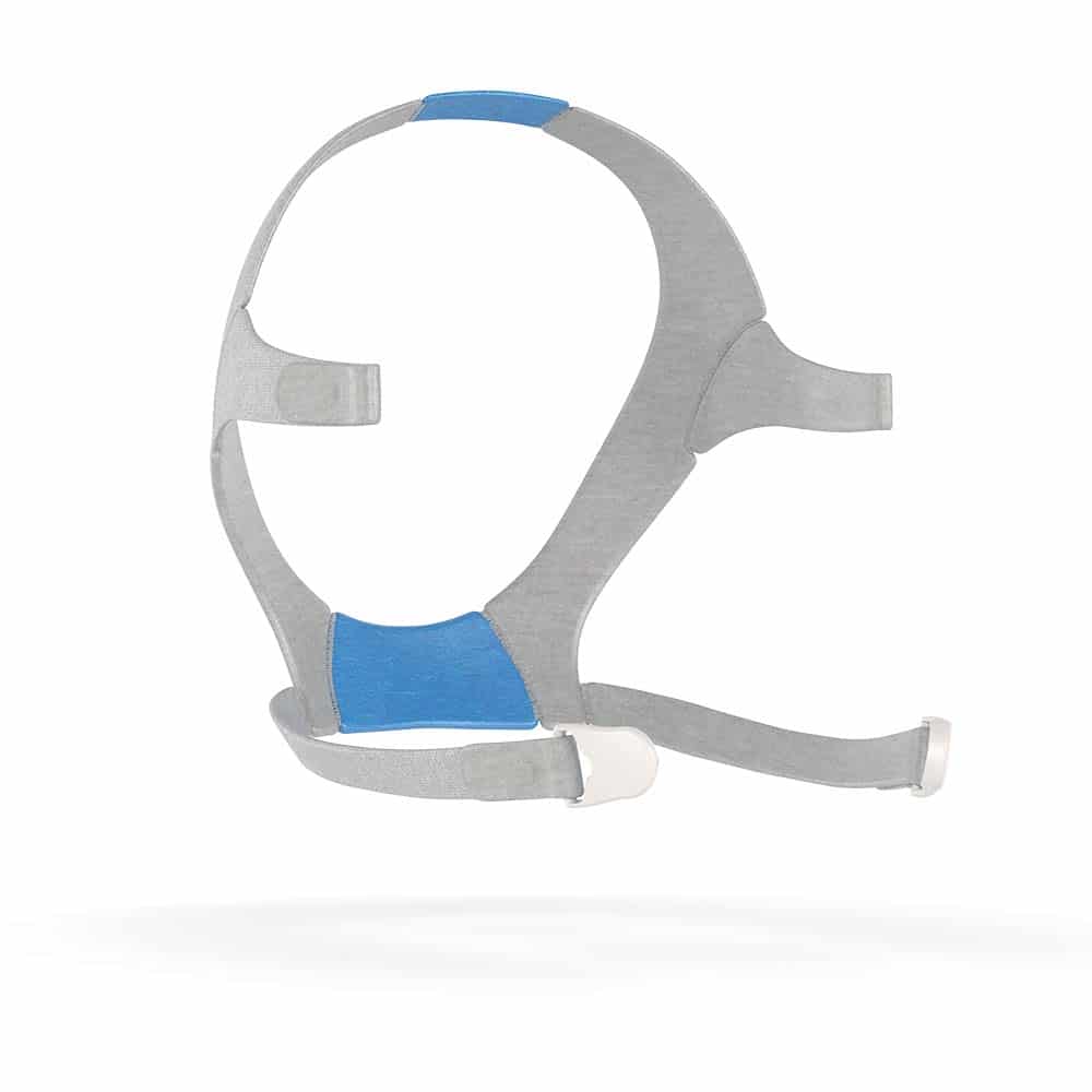 AirTouch and AirFit F20 headgear shown in its flexible state.