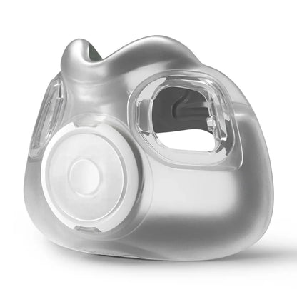 AirTouch F30i Comfort cushion by ResMed shown from the front, highlighting its QuietAir™ venting.