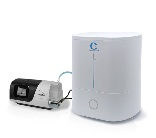 CSpring automatic water chamber replenishing system hooked up to a ResMed AirSense 11 machine.