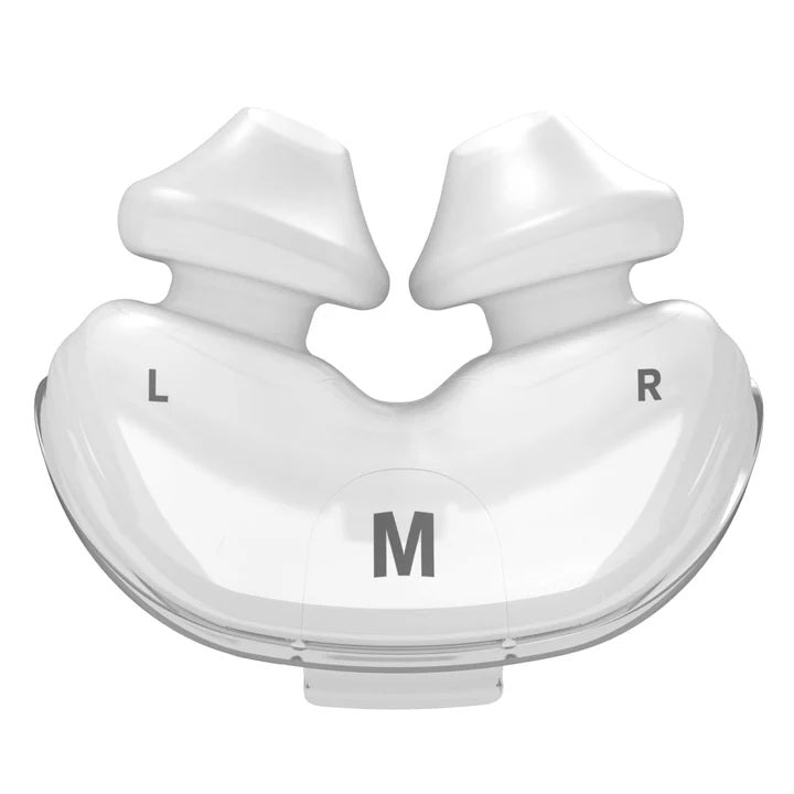 Medium ResMed P10 nasal pillows cushion shown with nasal indicators.