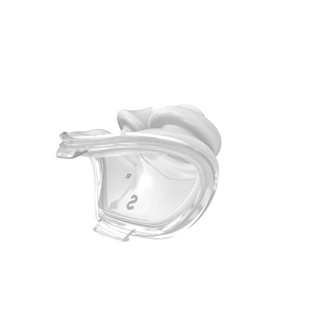 Small ResMed P10 nasal pillows cushion shown from the back.