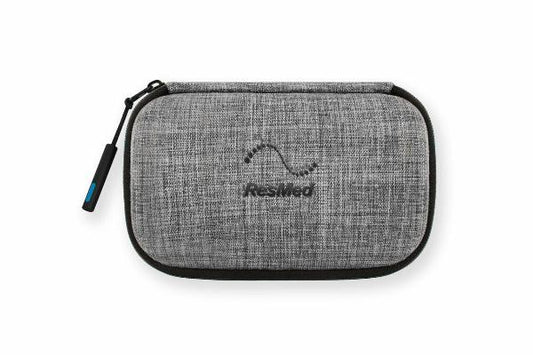 AirMini hard travel case shown from the top with the ResMed logo