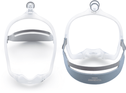 Dreamwear frame with the adjustable headgear attached and shown from both the front and back.